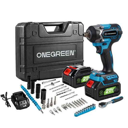 ONEVAN 1/2" 500N·m Brushless Cordless Impact Wrench (31-Piece Accessory) | For Makita 18V Battery