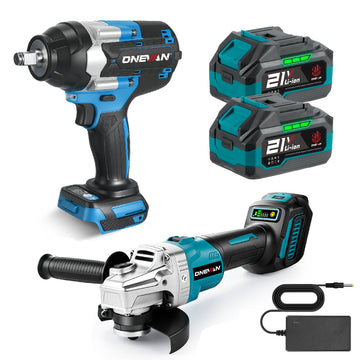ONEVAN 1/2" 1800N·m Impact Wrench & 125mm Grinder Brushless Cordless 2‑Pc. Combo Kit 3.0Ah