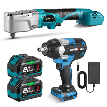 ONEVAN 1/2" 1800N·m Impact Wrench & 1000N·m Ratchet Wrench Brushless Cordless 2‑Pc. Combo Kit 3.0Ah
