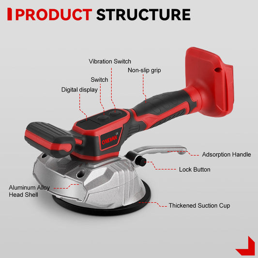 ONEVAN 8-Speed Cordless Automatic Tile Vibration Leveling Machine | For Makita 18V Battery