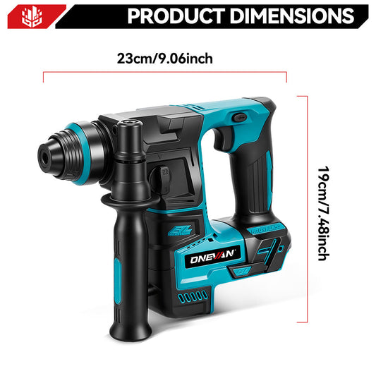 ONEVAN 24mm Brushless Rotary Hammer Drill - Concrete & Wood Drilling | For Makita 18V Battery
