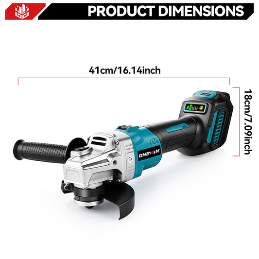 ONEVAN 125mm Brushless Cordless Angle Grinder 6 Gears | For Makita 18V Battery