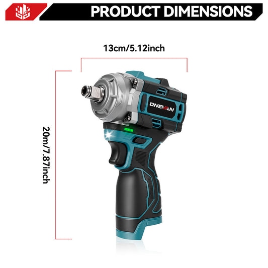 ONEVAN 16.8V 1/2" 290N·m Brushless Cordless Impact Wrench With 2 Batteries & Charger