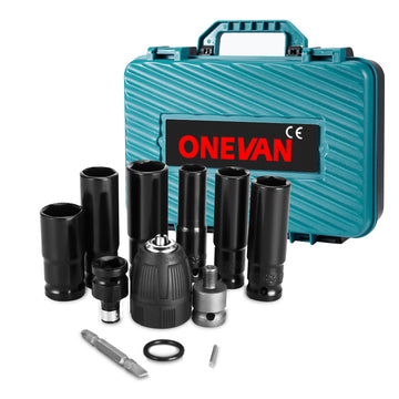 ONEVAN Cordless Wrench Tool Storage Case with 12-Piece Wrench Set - Compatible with 1200N·m & 2800N·m