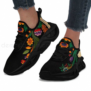 Zapatillas negras con estampado floral ultra confortables
