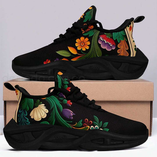 Zapatillas negras con estampado floral ultra confortables