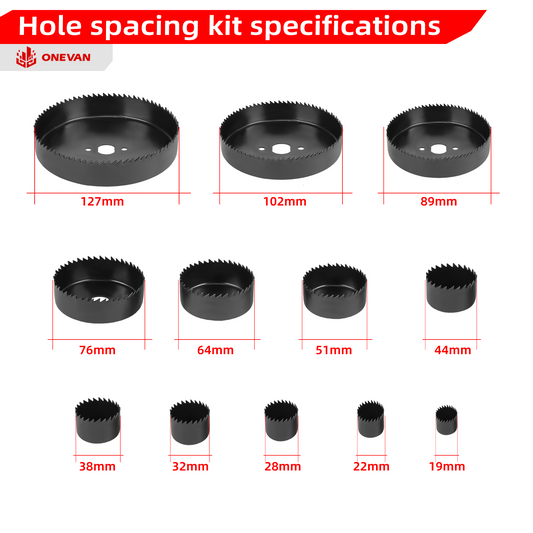 ONEVAN 19-Piece Drill Accessory Kit – Carbon Steel Hole Saws & Combination Sockets