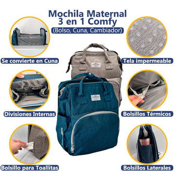 Mochila Maternal COMFY 3 en 1 (Bolso, Cuna y Cambiador)