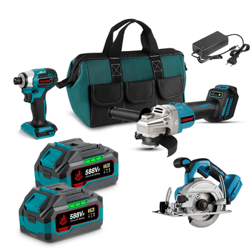 ONEVAN 125mm Circular Saw & Angle Grinder & 1/4" Screwdriver Brushless Cordless 3‑Pc. Combo Kit 3.0Ah