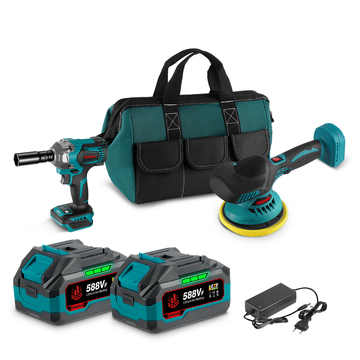 ONEVAN 1/2" Brushless Impact Wrench & Cordless Polishing Machine 2‑Pc. Combo Kit 3.0Ah