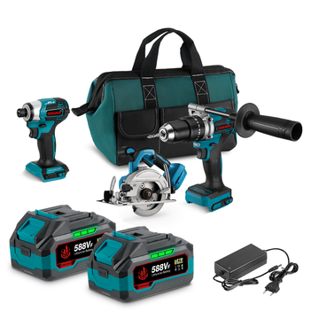 ONEVAN 125mm Circular Saw & 13mm Electric Drill & 1/4" Screwdriver Brushless Cordless 3‑Pc. Combo Kit 3.0Ah