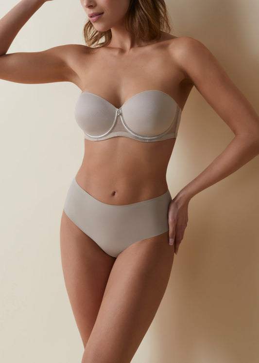 Sujetador sin tirantes con aros y copa de relleno con detalles de tul - mod. Esmeralda