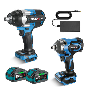 ONEVAN 1/2" 1200N·m & 1/2" 1800N·m Impact Wrench Brushless Cordless 2-Pc. Combo Kit 3.0Ah