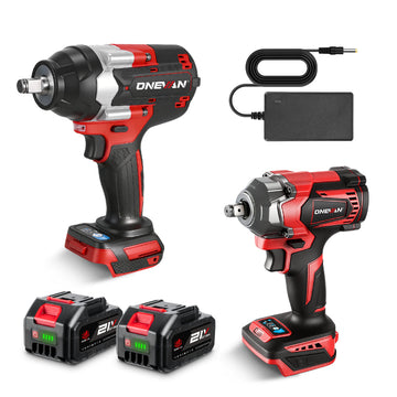 ONEVAN 1/2" 1200N·m & 1/2" 1800N·m Impact Wrench Brushless Cordless 2-Pc. Combo Kit 3.0Ah