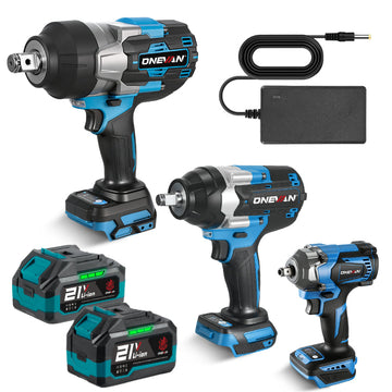 ONEVAN 1/2" 1200N·m & 1/2" 1800N·m & 3/4" 3500N·m Impact Wrench Brushless Cordless 3-Pc. Combo Kit 3.0Ah