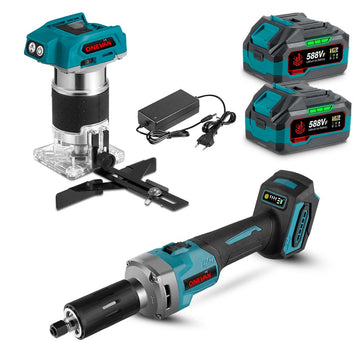 ONEVAN 6mm Die Grinder & Trimming Machine Brushless Cordless 2‑Pc. Combo Kit 3.0Ah