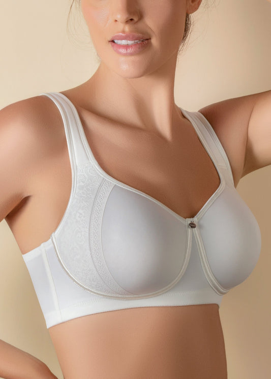 Sujetador sin aros con ligero relleno spacer, detalle de encaje y tirantes anchos confort - mod. Monica