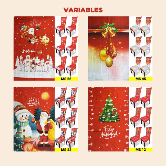 Mantel y 6 sillas navideñas + ENVÍO GRATIS!🎅