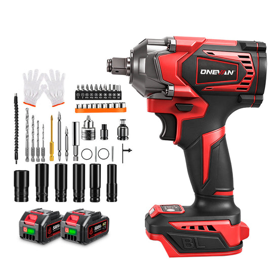 ONEVAN 1/2" 1200N·m Brushless Cordless Impact Wrench Set – 44-Piece Kit | For Makita 18V Battery