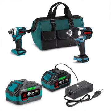 ONEVAN 1/2" Impact Wrench & 1/4" Screwdriver Brushless Cordless 2‑Pc. Combo Kit 3.0Ah