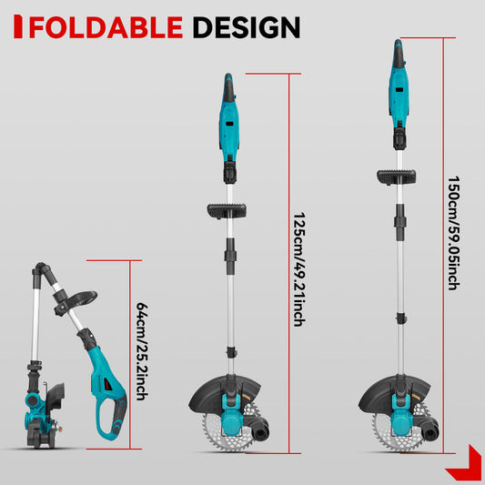 ONEVAN Cordless Grass Trimmer | Foldable Telescopic 3-Blade | For Makita 18V Battery