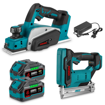 ONEVAN Handheld Planer & F30G Nail Gun Brushless Cordless 2‑Pc. Combo Kit 3.0Ah