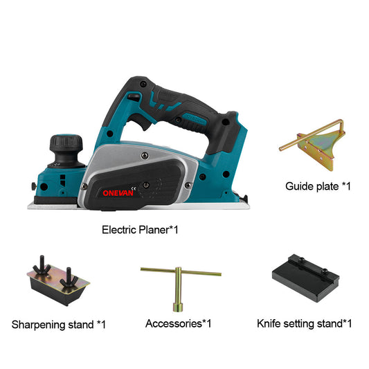 ONEVAN 18V Handheld Planer & 125mm Angle Grinder Brushless Cordless 2‑Pc. Combo Kit 3.0Ah