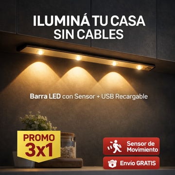 ¡PROMO 3X1! Barra Led con Sensor Movimiento de 40 cm